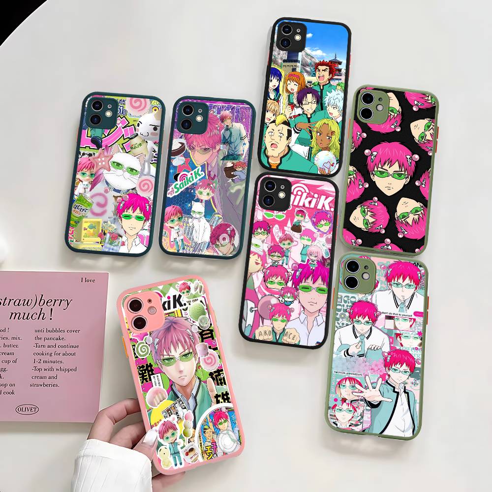 Japanese Life Quotes - 日本のアニメ「呪術廻戦」の斉木楠雄のΨ難（iPhone 15、16 Pro Max、11、12、13、14、XS、XR、X Plus、16E対応）マット半透明スマホケース