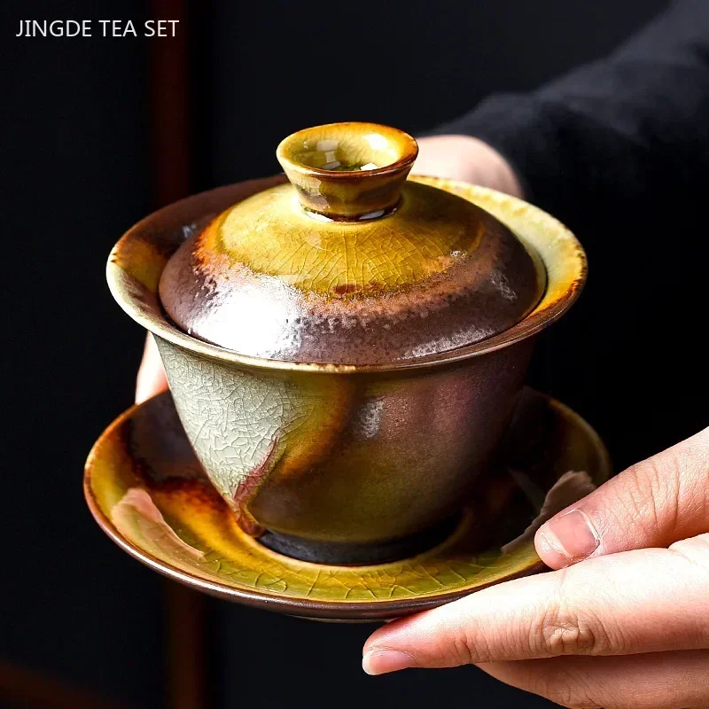 Matcha Bowl Chawan - キロ変更セラミックガーワン、手作り、ビューティティーカップ、レトロティーティーボウル、中国の家庭用アクセサリー