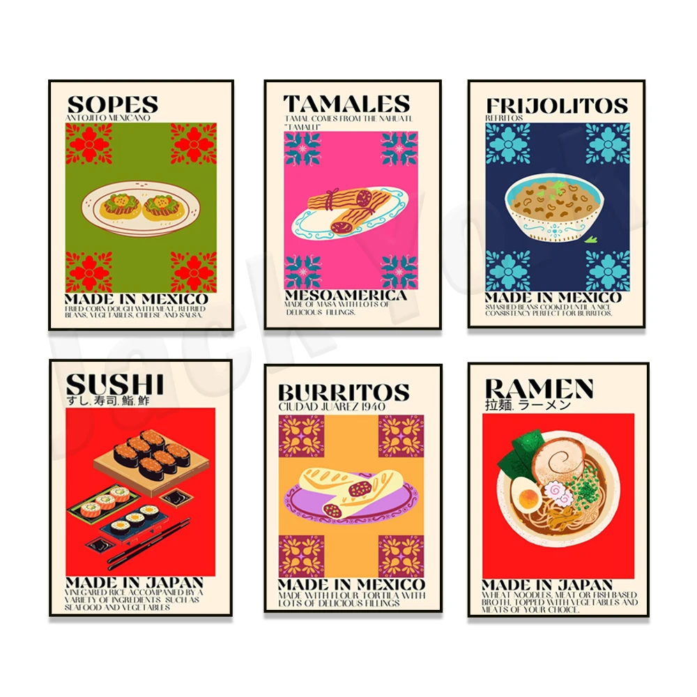 キッチンの家の装飾のポスター、日本の麺、寿司、タマレ、タコ、 - Japanese Life Quotes のレビューと価格