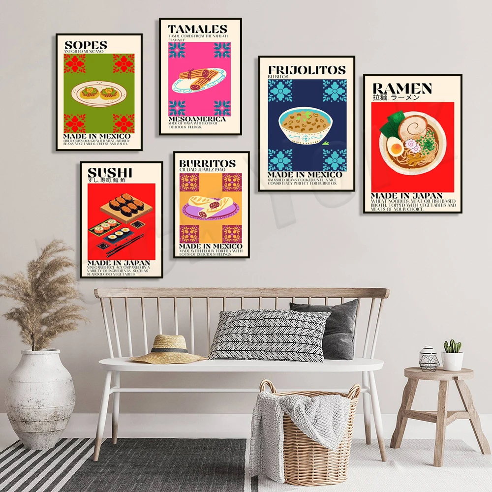 キッチンの家の装飾のポスター、日本の麺、寿司、タマレ、タコ、 - Japanese Life Quotes のレビューと価格